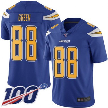 Los Angeles Chargers NFL Football Virgil Green Electric Blue Jersey Youth Limited  #88 100th Season Rush Vapor Untouchable->women nfl jersey->Women Jersey